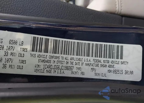 2018 Dodge Durango Gt Awd z USA, uszkodzony, nr VIN 1C4RDJDG6JC198267